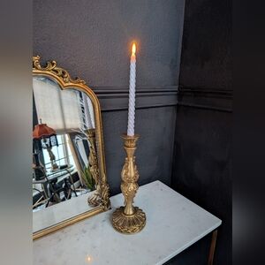 Gold Painted Ornate Resin Taper Candle Holder (only one) 12" x 4.5"